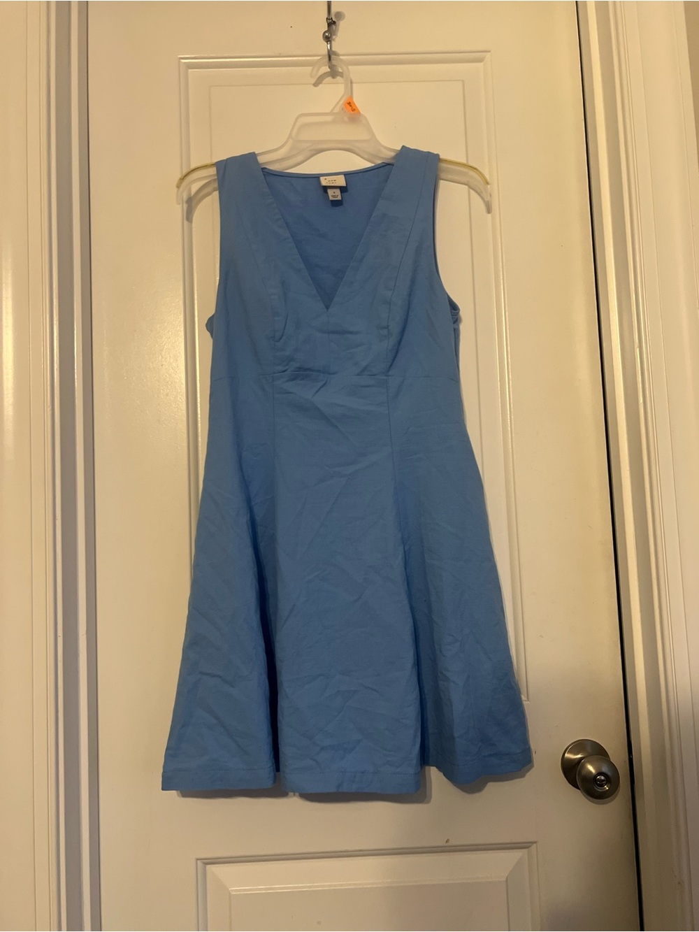 Sleeveless V-Neck Light Blue Fit & Flare Dress - Picture 2 of 6